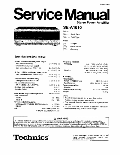 Technics SE-A1010 Service Manual Stereo Power Amplifier - pag. 34